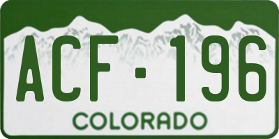CO license plate ACF196