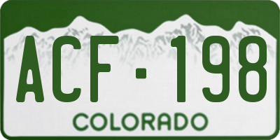 CO license plate ACF198