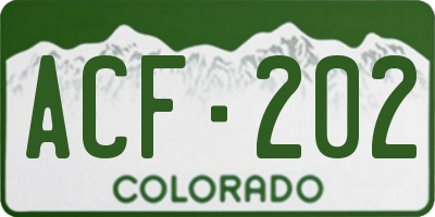CO license plate ACF202