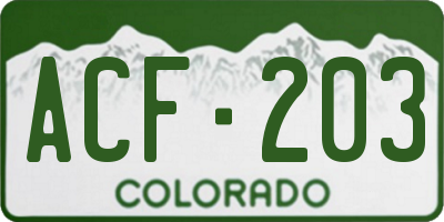 CO license plate ACF203