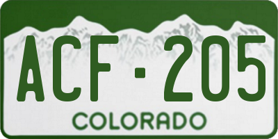 CO license plate ACF205