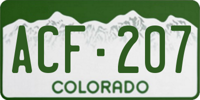 CO license plate ACF207