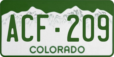 CO license plate ACF209