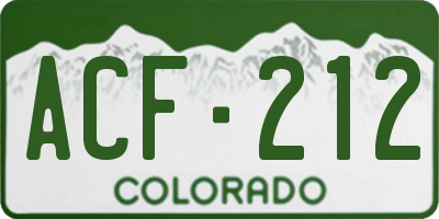 CO license plate ACF212