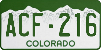 CO license plate ACF216