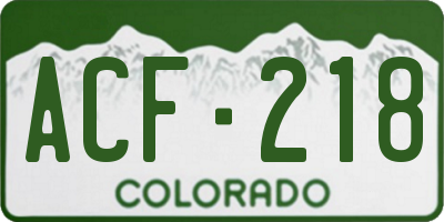CO license plate ACF218