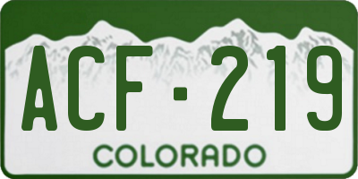 CO license plate ACF219