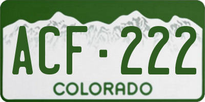 CO license plate ACF222