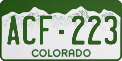 CO license plate ACF223