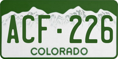 CO license plate ACF226