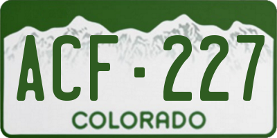CO license plate ACF227