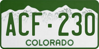 CO license plate ACF230