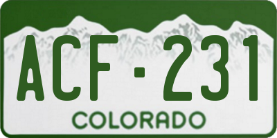 CO license plate ACF231