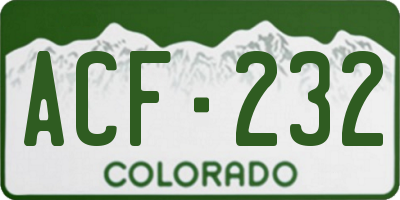 CO license plate ACF232