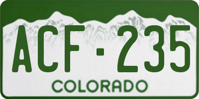 CO license plate ACF235