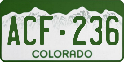 CO license plate ACF236