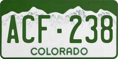 CO license plate ACF238