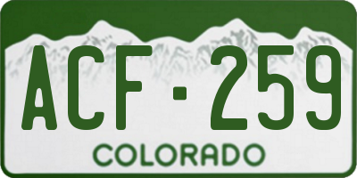 CO license plate ACF259