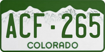 CO license plate ACF265