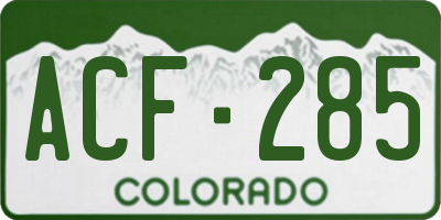 CO license plate ACF285