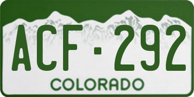 CO license plate ACF292