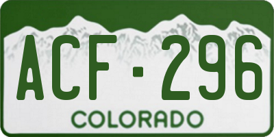 CO license plate ACF296