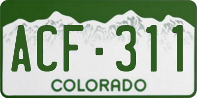 CO license plate ACF311