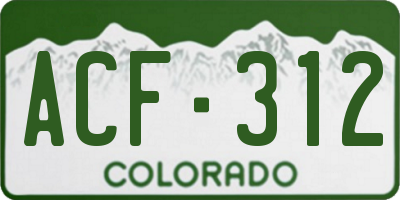 CO license plate ACF312