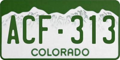 CO license plate ACF313