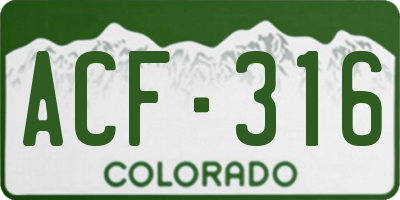 CO license plate ACF316