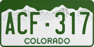 CO license plate ACF317