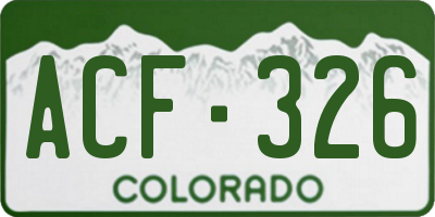 CO license plate ACF326