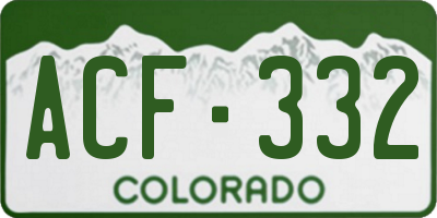 CO license plate ACF332