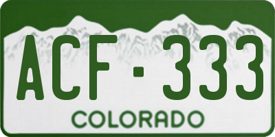 CO license plate ACF333