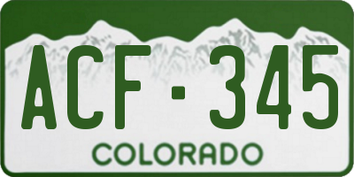 CO license plate ACF345