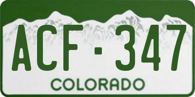 CO license plate ACF347