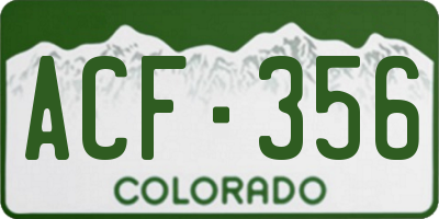 CO license plate ACF356