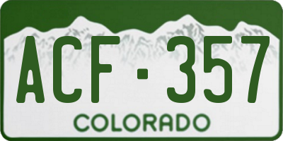 CO license plate ACF357