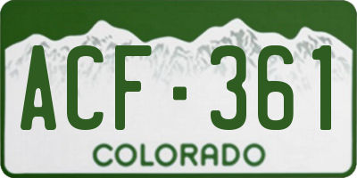 CO license plate ACF361
