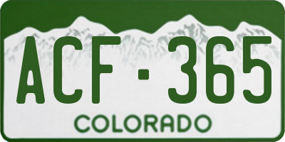 CO license plate ACF365