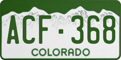 CO license plate ACF368