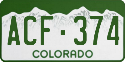 CO license plate ACF374