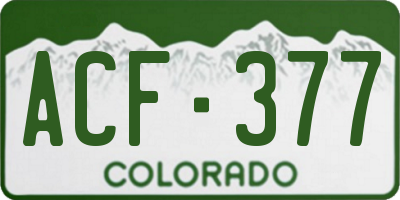 CO license plate ACF377