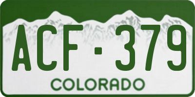 CO license plate ACF379