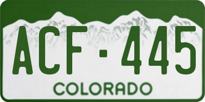 CO license plate ACF445