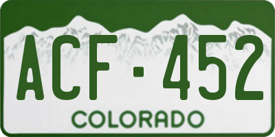 CO license plate ACF452