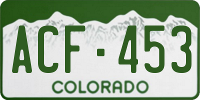 CO license plate ACF453