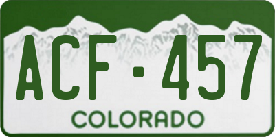 CO license plate ACF457