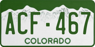 CO license plate ACF467