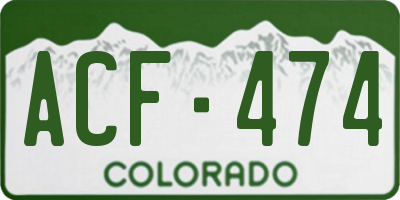 CO license plate ACF474